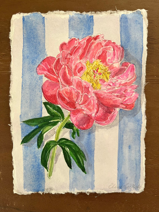 Coral Charm on Blue Stripes