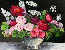 Queen Anne’s Lace, with Roses and Peonies