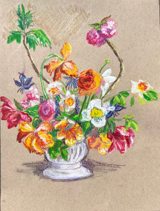 Parrot Tulips, Cherry Blossom, Daffodils, and Ranunculus