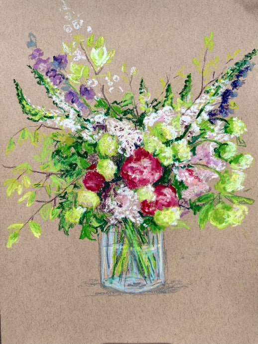 Peonies, Foxgloves, Lilac, Viburnum, and Delphinium